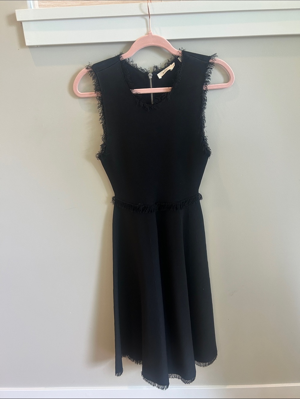 A.L.C. Black Sleeveless Fringe Midi Dress